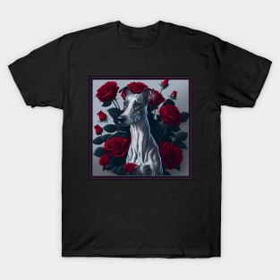 Whippet red roses 2 T-Shirt